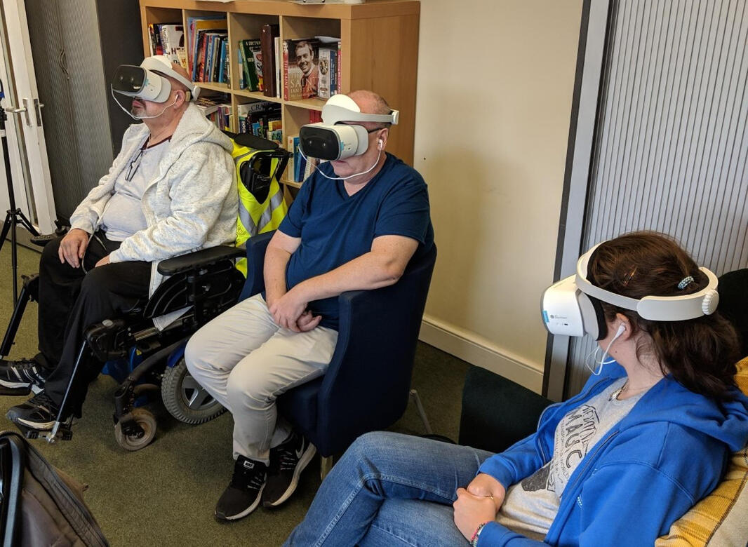 People calmly enjoying VR